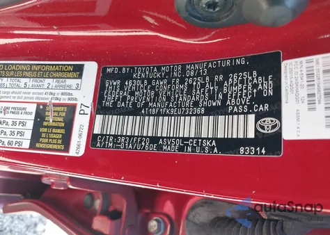 2014 Toyota Camry Se z USA, uszkodzony, nr VIN 4T1BF1FK9EU732368